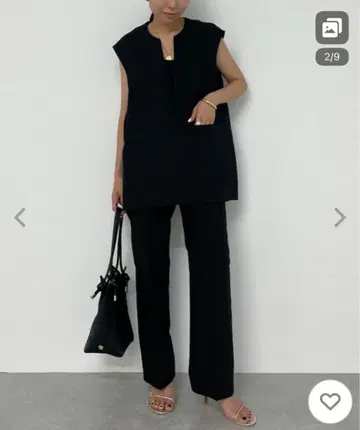 Loungedress 라운지 드레스 베스트 셋업 블랙 M