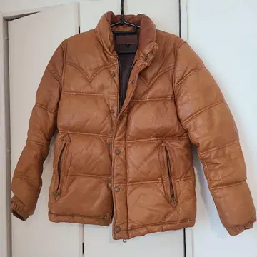 잭 로즈 브라운 가죽 다운 자켓