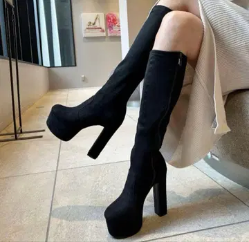 아타걸 통굽 롱 부츠 스웨이드 L