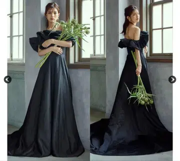 [드레스 프로덕션] 오프숄더 A라인 드레스 블랙 (W274BK)