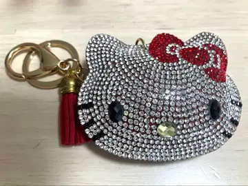 키티 가죽 크리스탈 키링