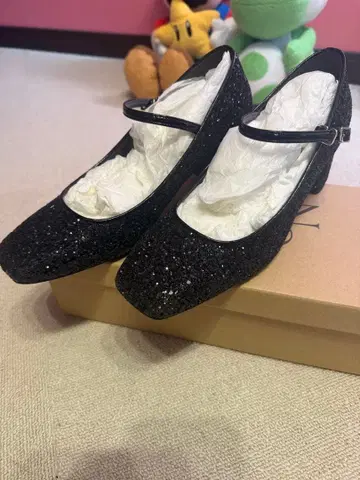블랙 글리터 멜리 제인 펌프스