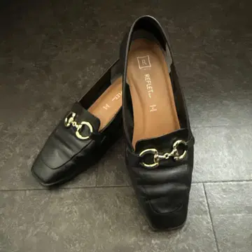 인기 REFLET 루프레주이르 블랙 천연 가죽 로퍼 골드 비트 24