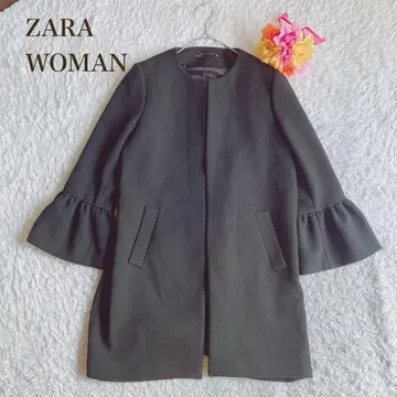 자라 우먼 [ M ] 블랙 노카라 자켓 소매 프릴 겉옷