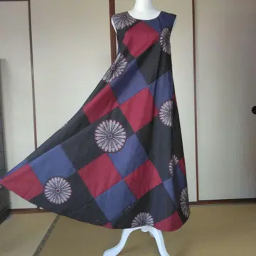 오시마 명주 해체 원단으로, 바이어스 재단 롱 플레어 원피스 L 사이즈