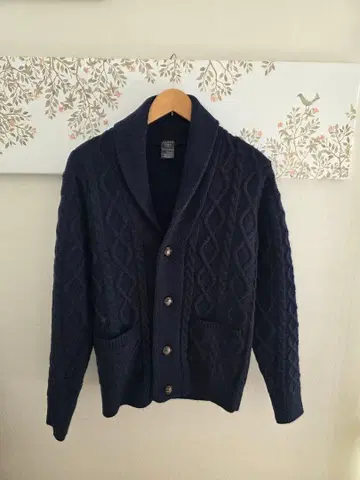 EDWIN 네이비 케이블 니트 가디건