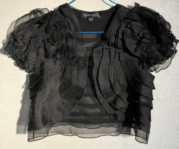 Tadashi Shoji: 숄 볼레로, 프릴, 블랙 컬러