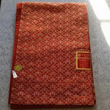 순수 실크 니시진 비단 100% 오비 기하학 패턴 빨간색 금실 사용