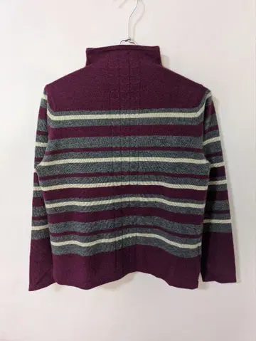 Naturale 캐시미어 100% 보틀넥 멀티 보더 긴팔 니트