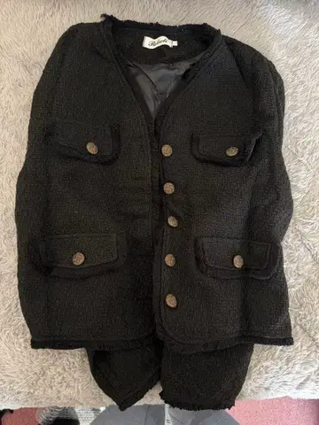 블랙 트위드 자켓