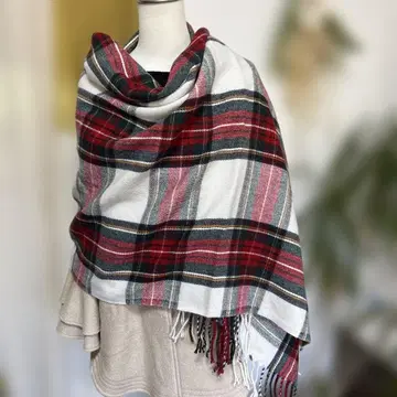 빨간색 그린 체크 무늬 스톨