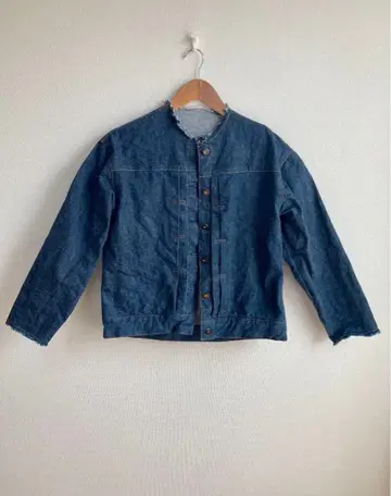 일본제 새상품 프린지 장식 다크 블루 데님 자켓