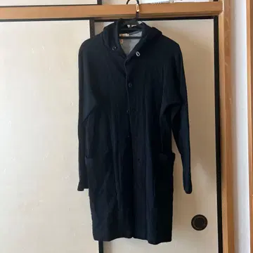 prit 후드 부착 롱 가디건 네이비