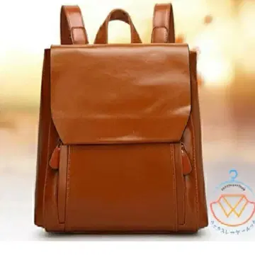 브라운 PU 가죽 백팩