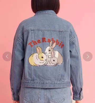 didizizi 토끼 자수 데님 자켓