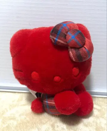 키티 봉제 인형 50주년 레드 타탄 체크