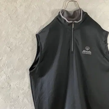 인기 컬러 빈티지 베스트 하프 지퍼 자수 로고 심플 블랙 VT1