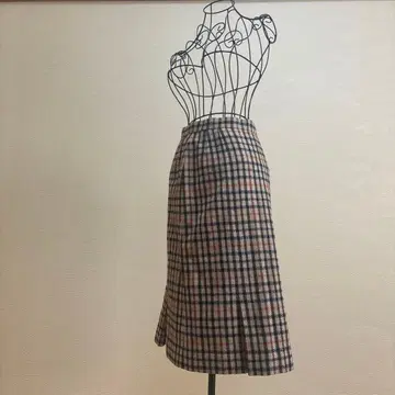 닥스 플리츠 스커트 체크 DAKS 울 일본제 W63 H90