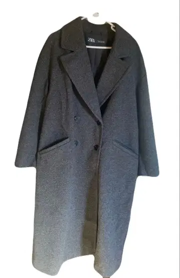 ZARA 그레이 더블 브레스트 롱 코트 M