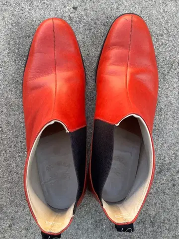 sunsea 가죽 사이드 고어 부츠 빨간색