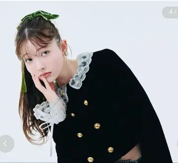 LILY BROWN 벨로아 리본 머리핀 그린