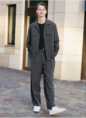 GU 더블 포켓 오픈 카라 셔츠 상하의 세트