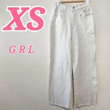 GRL 화이트 와이드 레그 데님 XS 스트릿 캐주얼 스트릿