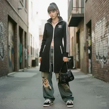 adidas 저지 원피스 블랙 택 트랙 자켓 아무로 나미에 착용