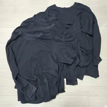 울트라 웜 히트텍 코튼 와플 크루넥 T/9부 소매 블랙 XL 5개 세트