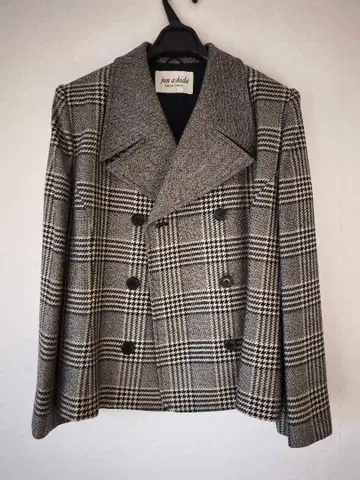 준 아시다 체크 무늬 테일러드 자켓 모 80 실크 20