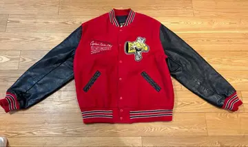 캡틴 산타 가죽 소매 바시티 자켓 구제 의류 빈티지