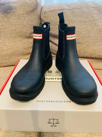 HUNTER 블랙 사이드 고어 부츠 레인부츠