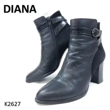 다이애나 숏부츠 스틸레토 스트랩 사이드 지퍼 가죽