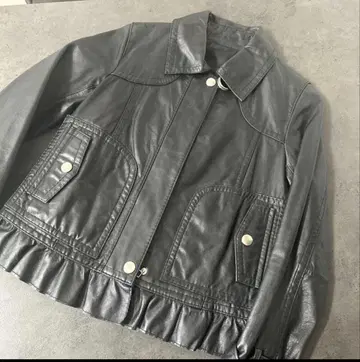 유니클로 UNIQLO 천연 가죽 프릴 램 가죽 자켓 라이더스