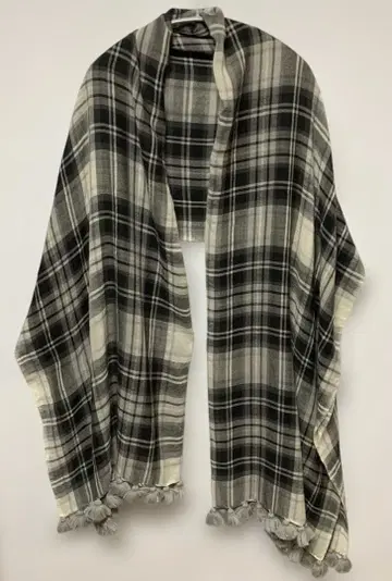하우스 오브 로터스 울 체크 프린지 스톨 숄 대형