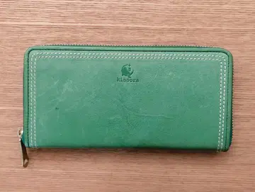[미사용 새상품] kissora 키소라 그린 가죽 장지갑