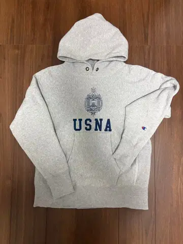 Champion USNA 후드티 M 사이즈 그레이 파랑 택 복각