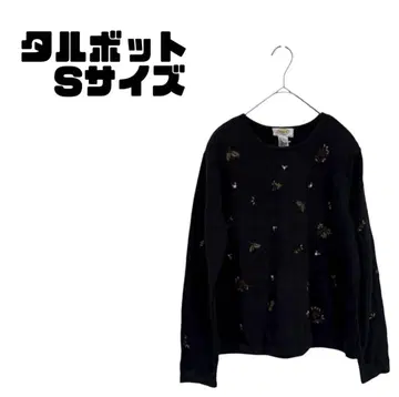 탈봇 비즈 자수 코튼 니트탑 블랙 ( S )