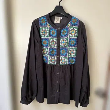 티티카카 Rico 그레이 자수입고 긴팔 셔츠 F 사이즈