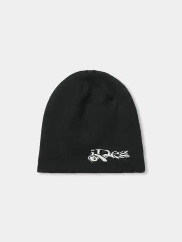 블랙 자수 로고 니트 모자 ideaswam 이데아스왐