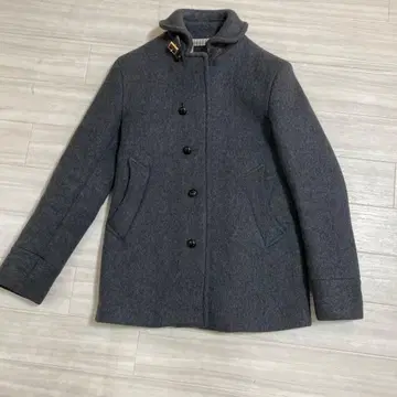 울 그레이 더블 브레스트 피 코트