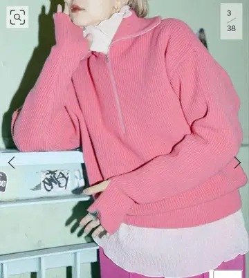 CITY SHOP 집업 니트 핑크