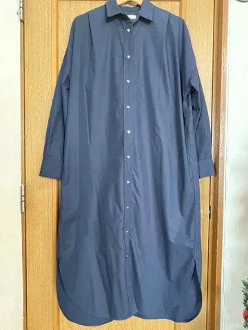 LOUNGEDRESS 네이비 맥시 길이 셔츠 원피스 긴팔