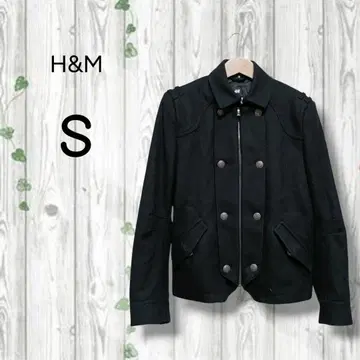 H&M 남성용 숏코트 울 자켓 지퍼 내 포켓 블랙