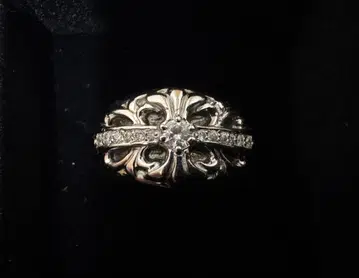 장식적인 플라워 무늬 실버 반지