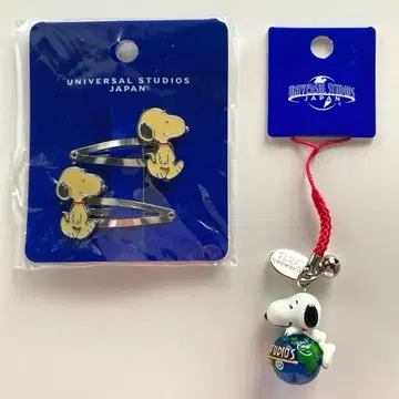 새상품 미사용 USJ 스누피 헤어핀 2개입 스트랩 2개 세트 판매