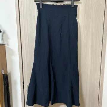 vis 네이비 플레어 스커트 프릴 허리