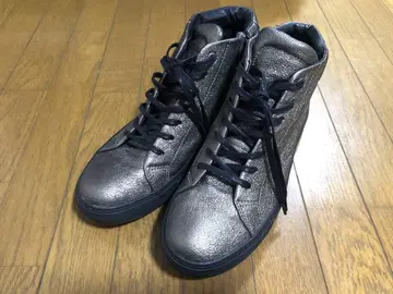 메탈릭 골드 하이컷 스니커즈 가죽제품 스페인산 24.5cm