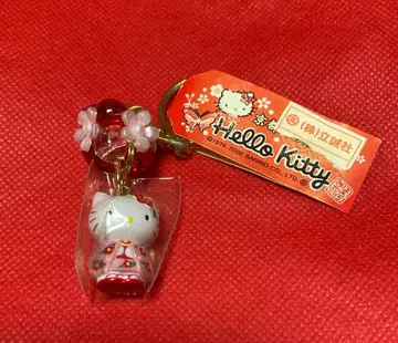 헤이세이 레트로 산리오 헬로키티 고토치 교토 기모노 꽃 키링 2002