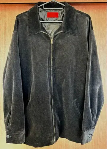 레어 코듀로이 자켓 지퍼 블랙 L